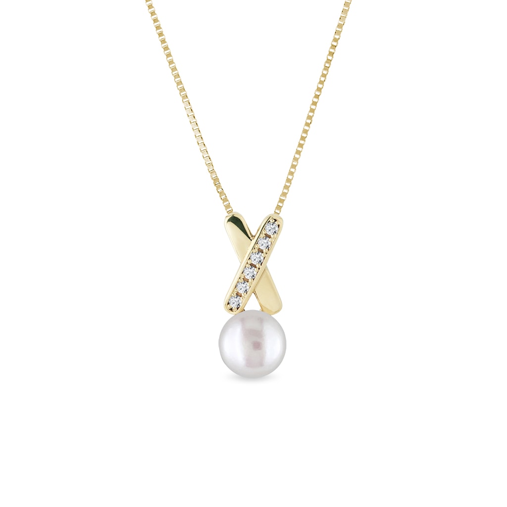 Collier en or avec perle et diamants | KLENOTA