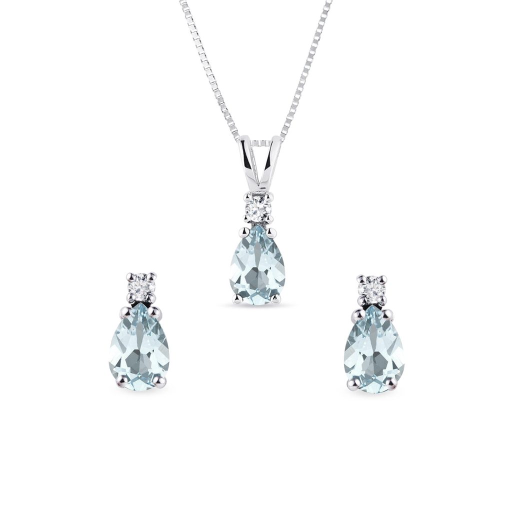 Buy El Regalo Leaf Pendant Necklace & Stud Earrings Jewelry Set for Girls &  Women/Water Drop Aquamarine Crystals Jewelry Set (Blue) at Amazon.in