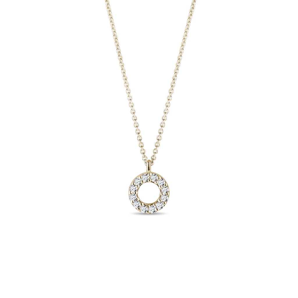 Diamond Letter O Necklace 1/10 ct tw Round 14K Yellow Gold 18