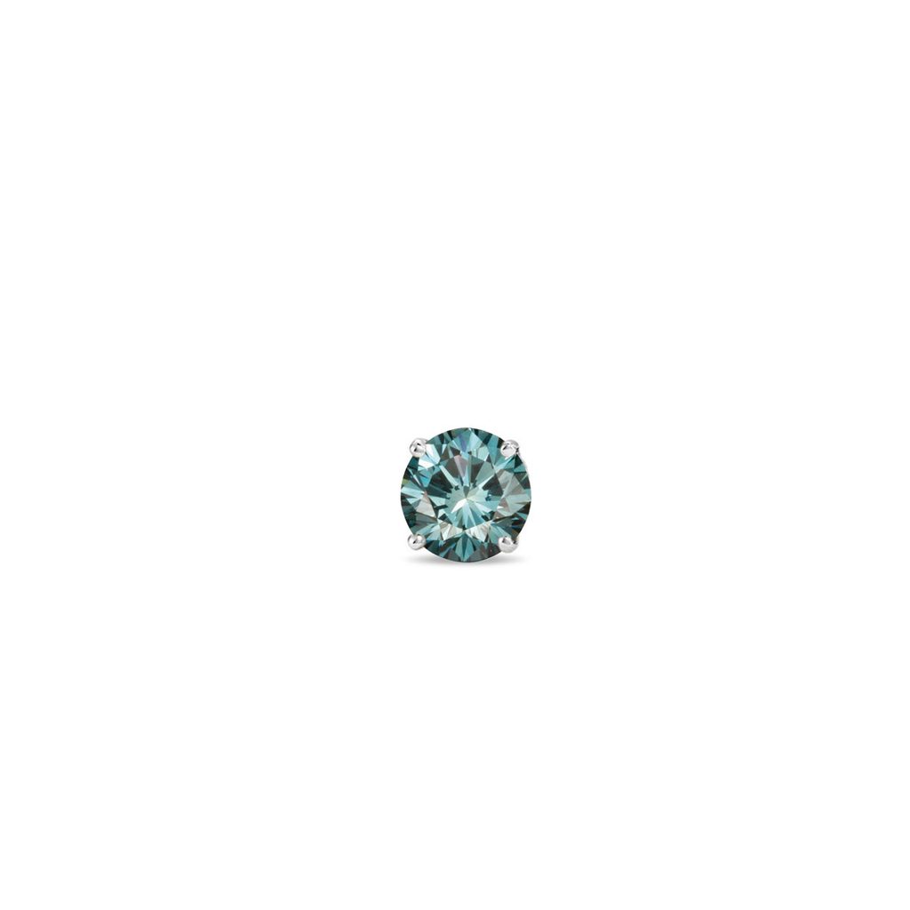 Jedna náušnice z bílého zlata s modrým diamantem | KLENOTA