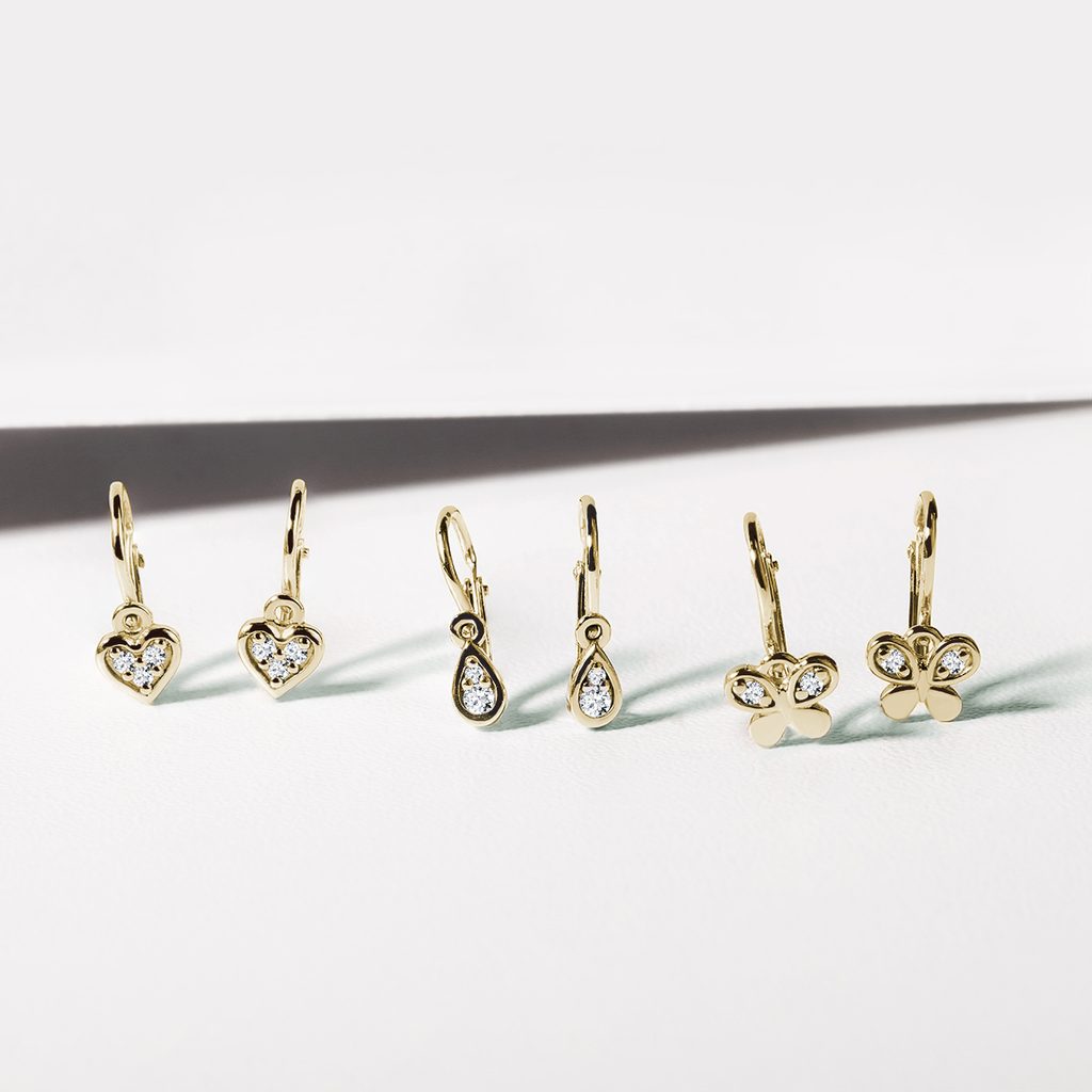 14K Yellow Gold Children's Enamel Butterfly Post Earrings – NAGI