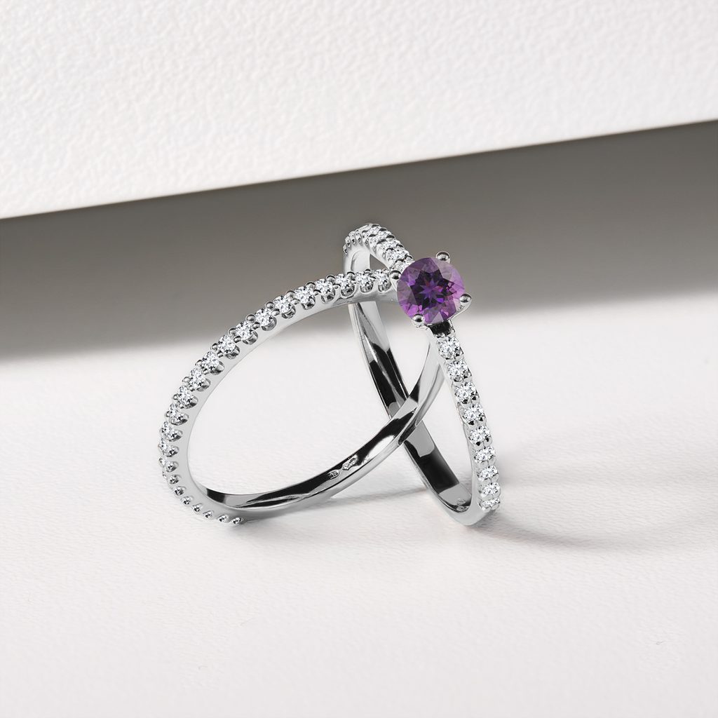 Buy Natural Amethyst Engagement Ring, Dainty Crystal Promise Ring, 925  Sterling Silver Rings for Women, Platinum Wedding Ring, Birthstone Ring  Online in India - Etsy