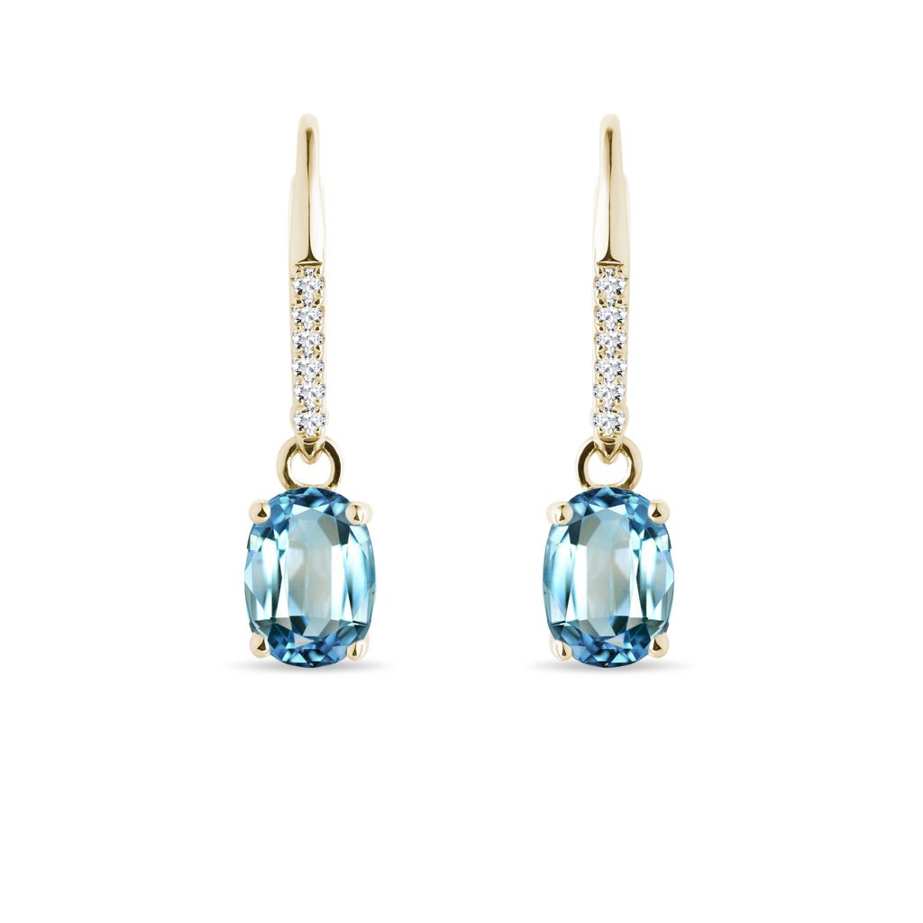 Topaz and diamond earrings in yellow gold | KLENOTA