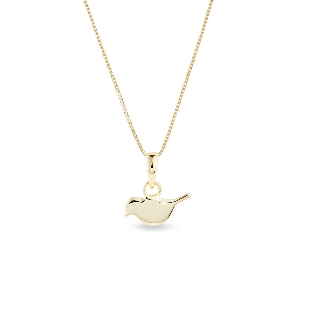 Polished 14k Yellow Gold Bird Charm Swan Animal Pendant Necklace, 16