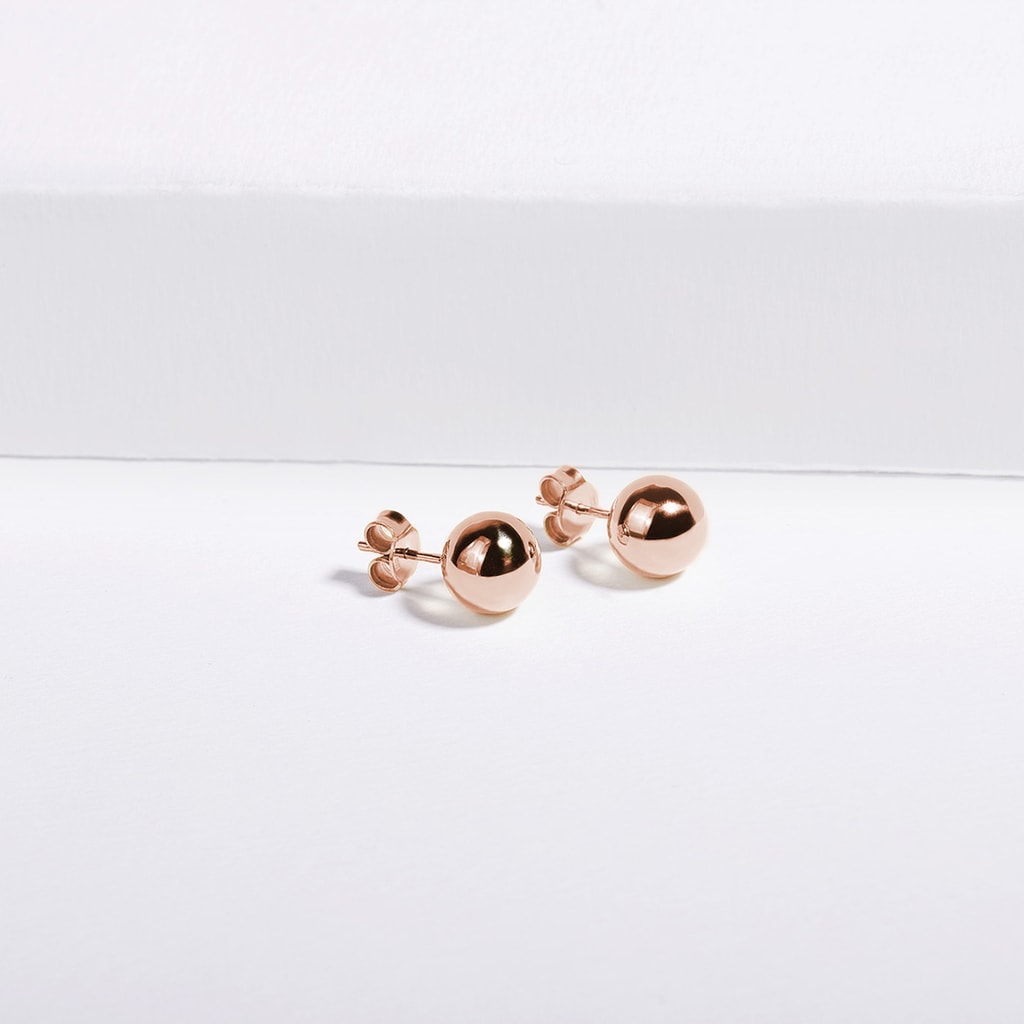 Earrings round 14k rose gold | KLENOTA