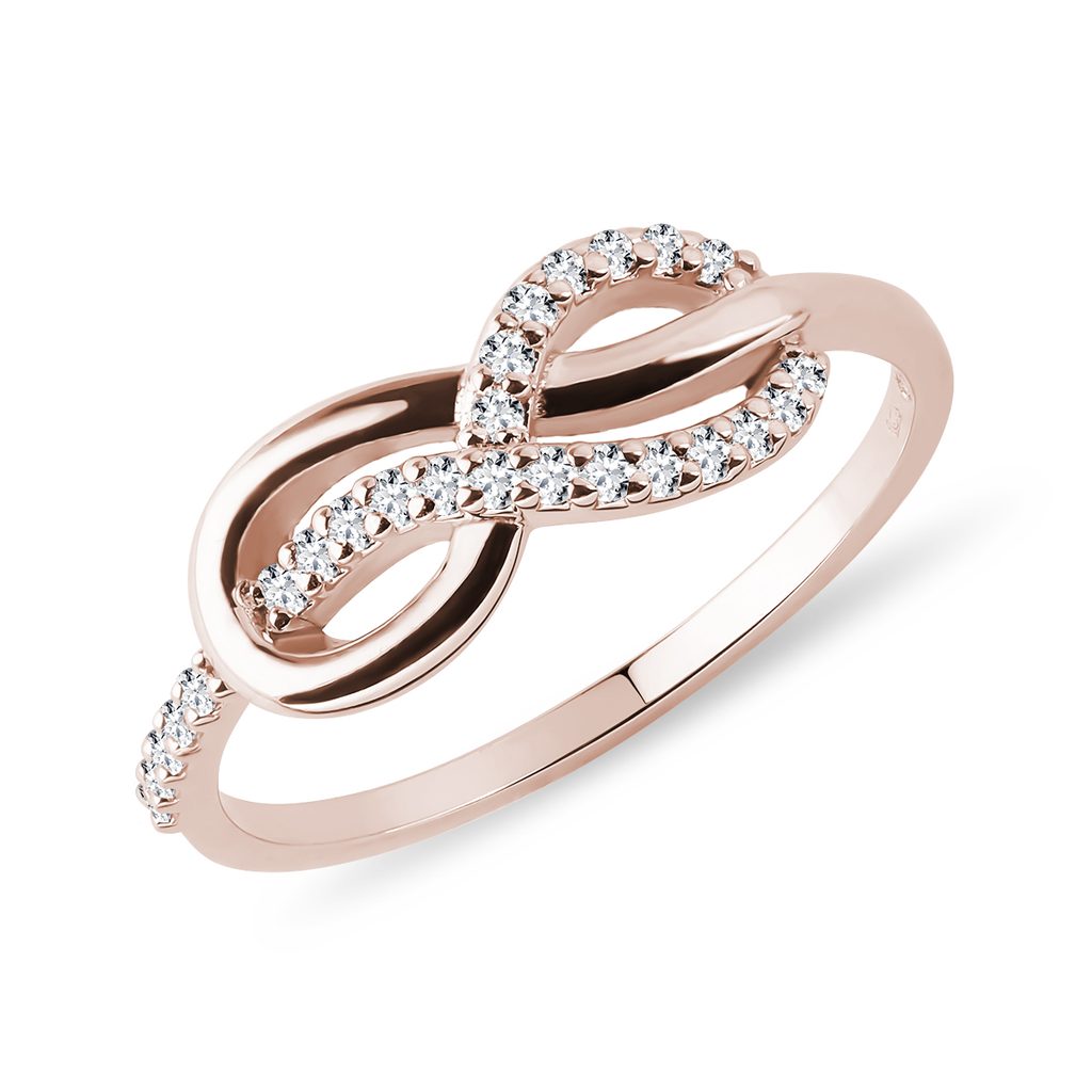 Bague Infinity d'or rose avec diamants | KLENOTA