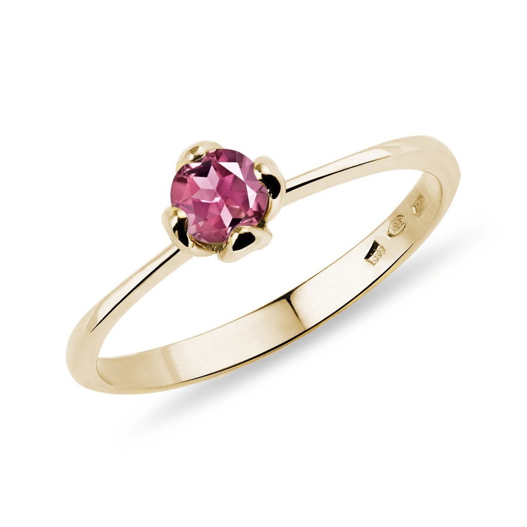 Tourmaline Gold Ring//24k Gold Gem Ring//pink Stone Gold Ring