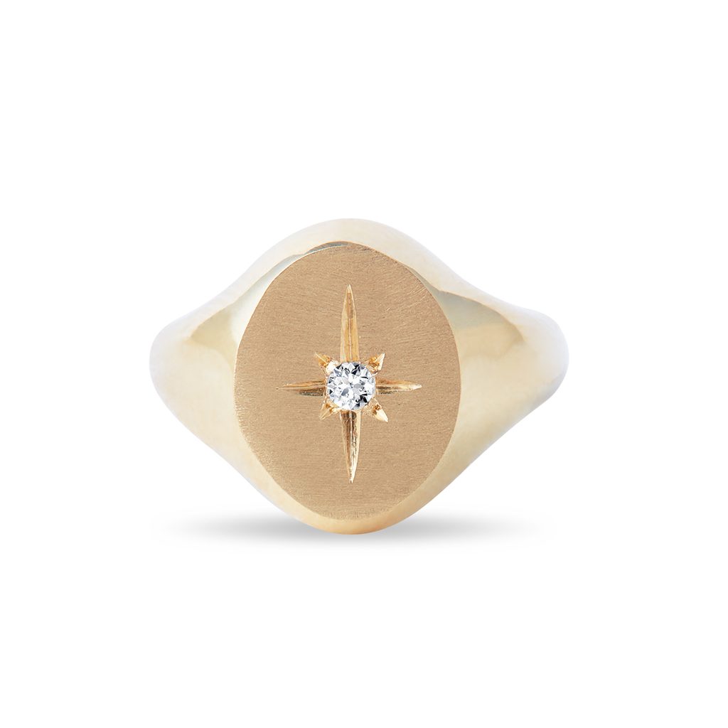 Zlatý pečetní prsten s diamantem | KLENOTA