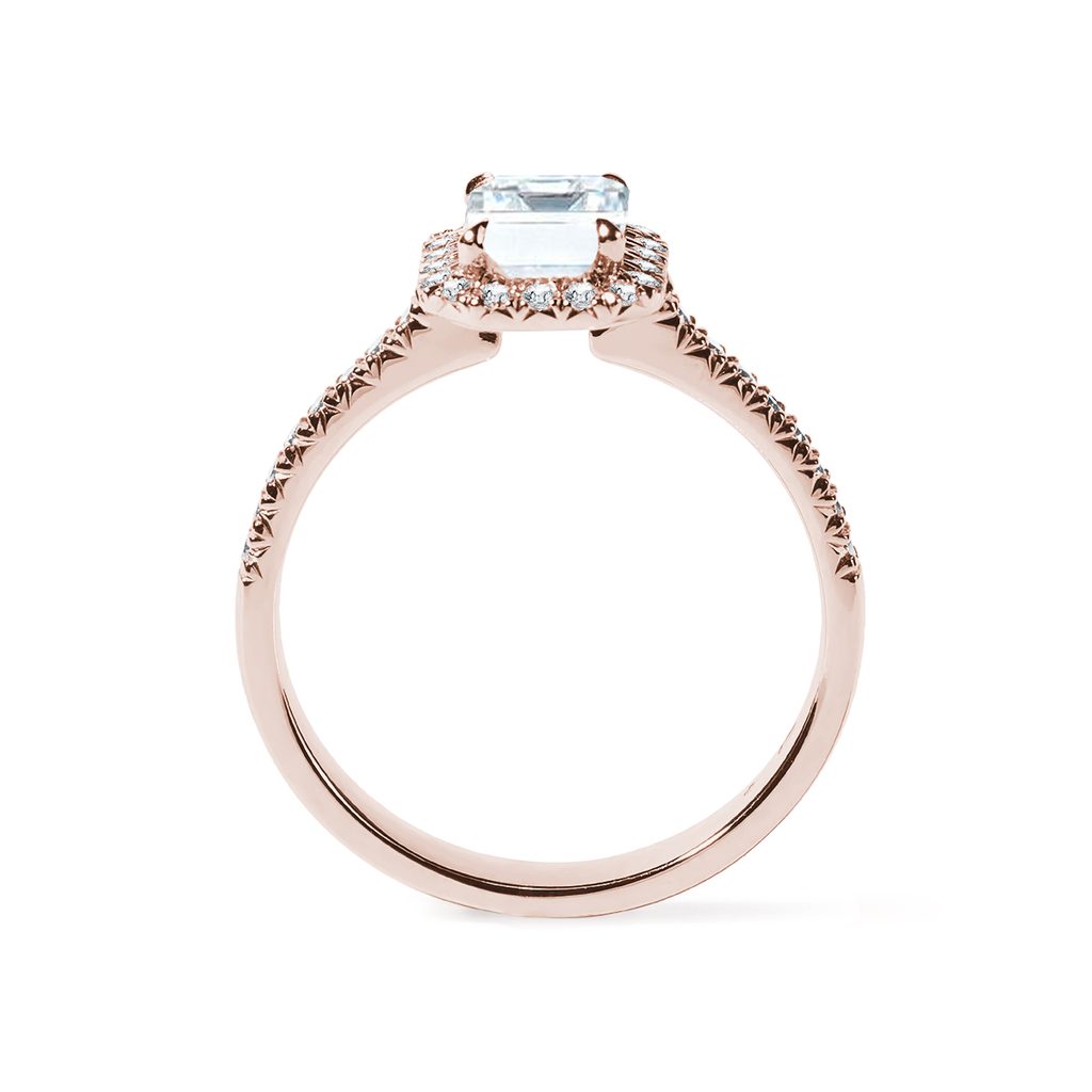Emerald cut diamond engagement ring in rose gold | KLENOTA