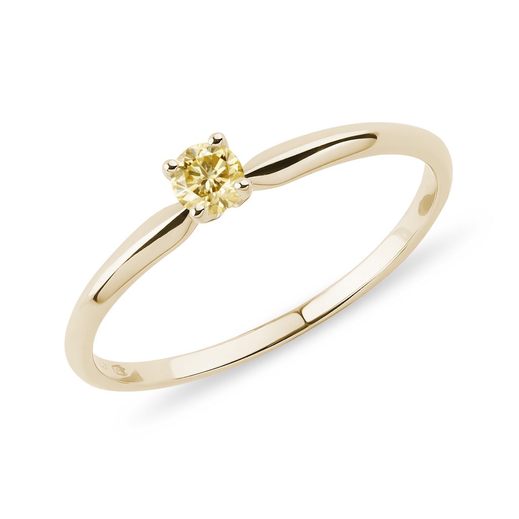 Ring with Yellow Diamond in 14K Yellow Gold | KLENOTA