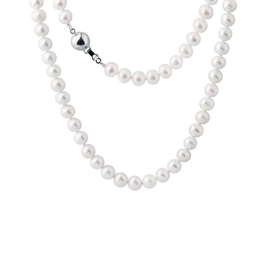 Perlový náhrdelník ze sladkovodních perel se stříbrným zapínáním | KLENOTA
