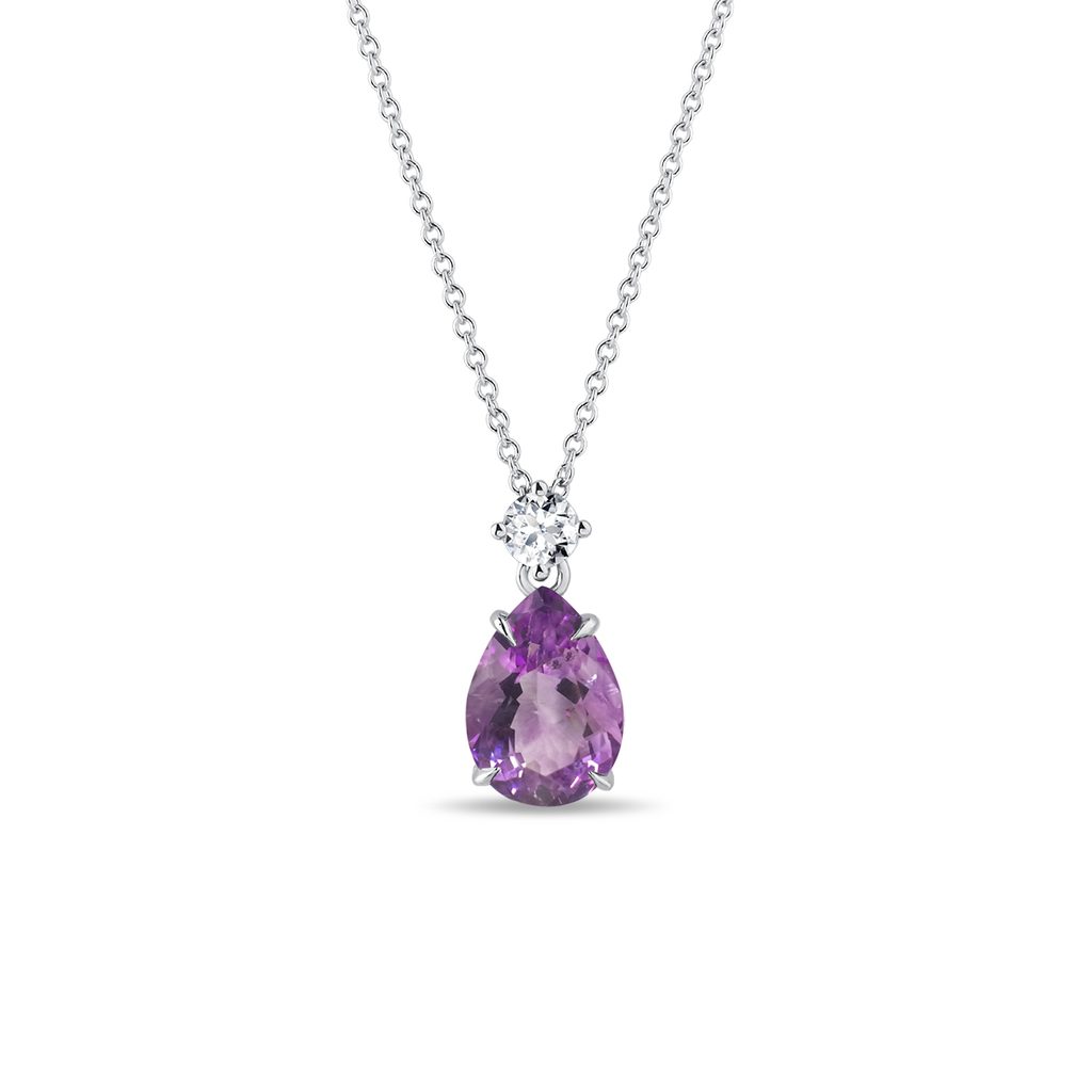 Amethyst and diamond necklace in white gold | KLENOTA