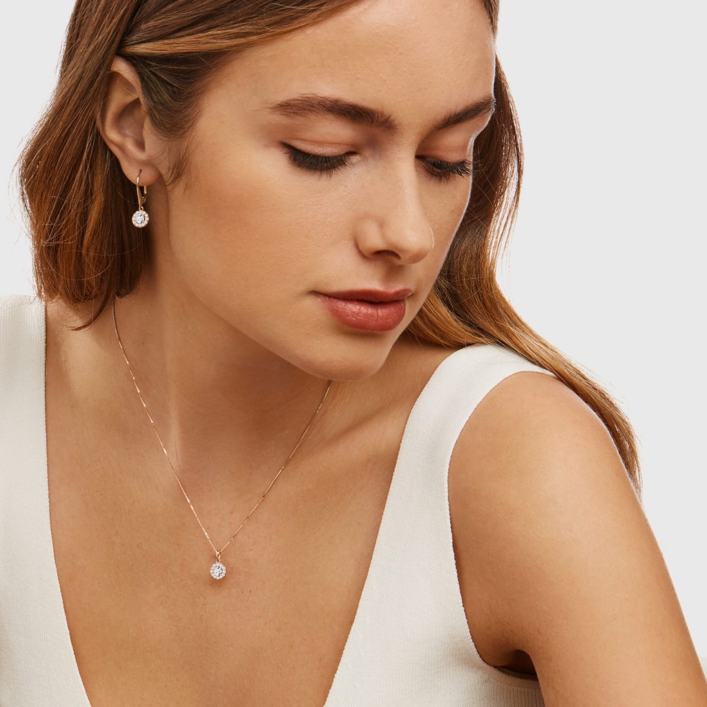 Diamond Heart Earrings in Rose Gold KLENOTA