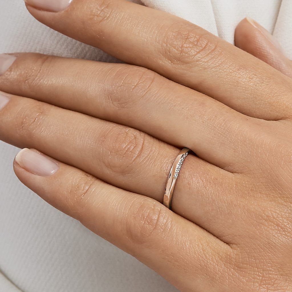 Sada snubních prstenů z růžového zlata s brilianty | KLENOTA