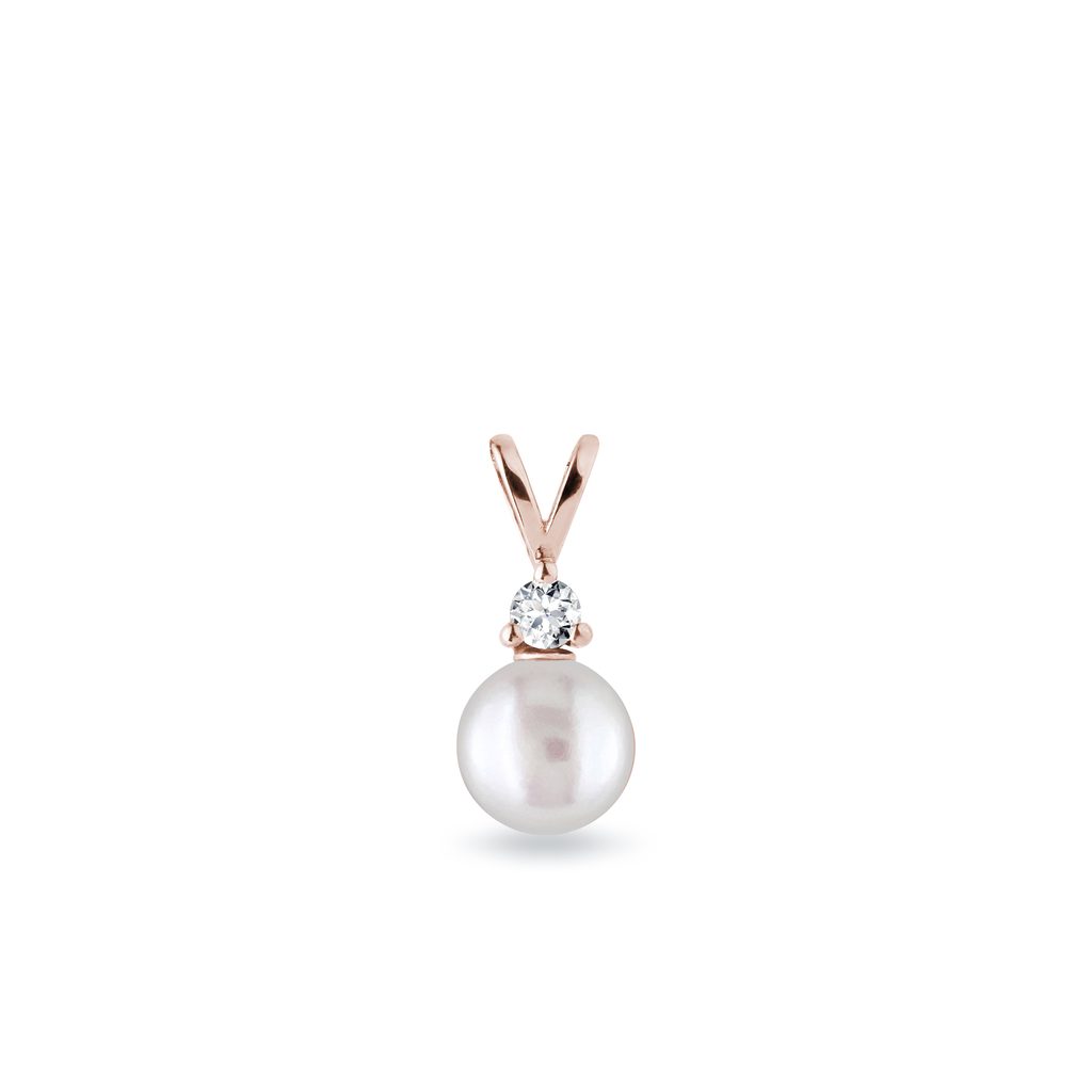 Freshwater Pearl Ring with Diamonds in Rose Gold KLENOTA