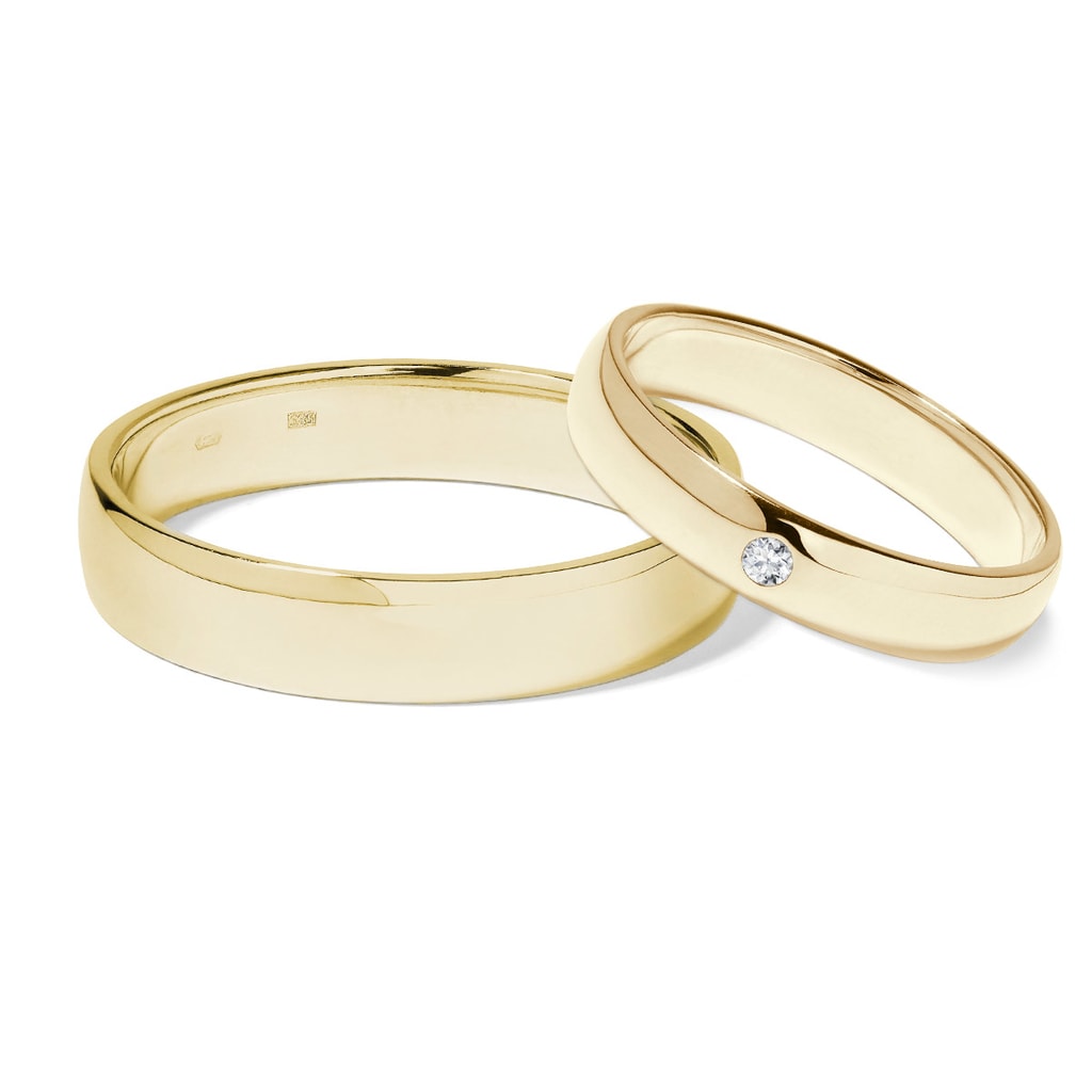 Klasické zlaté snubní prsteny s diamantem | KLENOTA