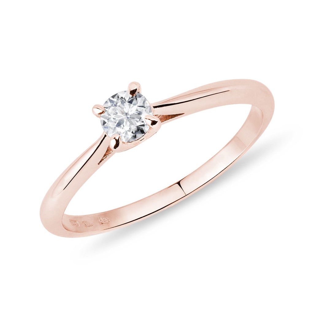 Gentle ring in pink gold with diamond | KLENOTA