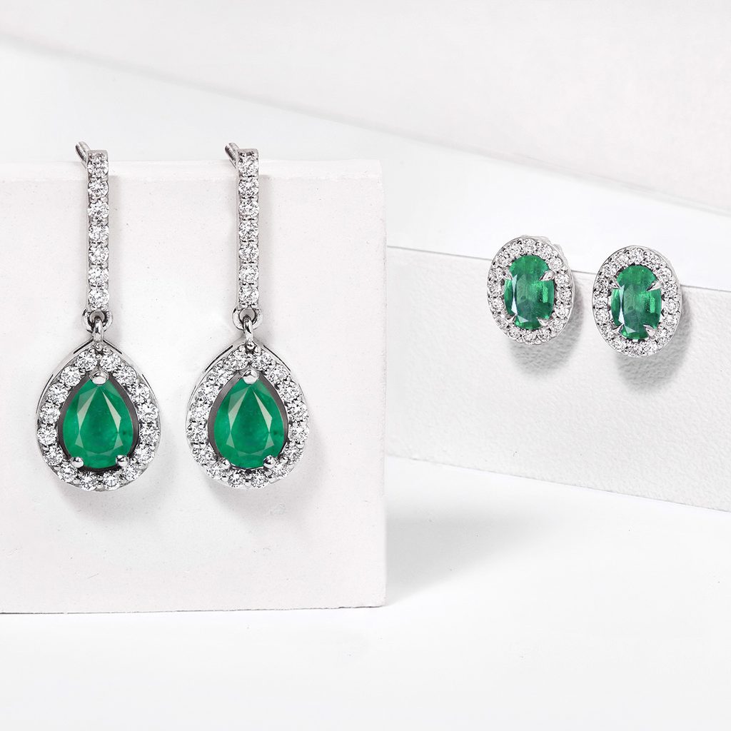 Luxusní smaragdové náušnice s brilianty | KLENOTA