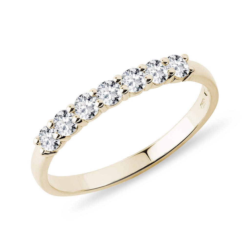 Yellow Gold Diamond Ring with 7 Brilliant Cut Diamonds | KLENOTA
