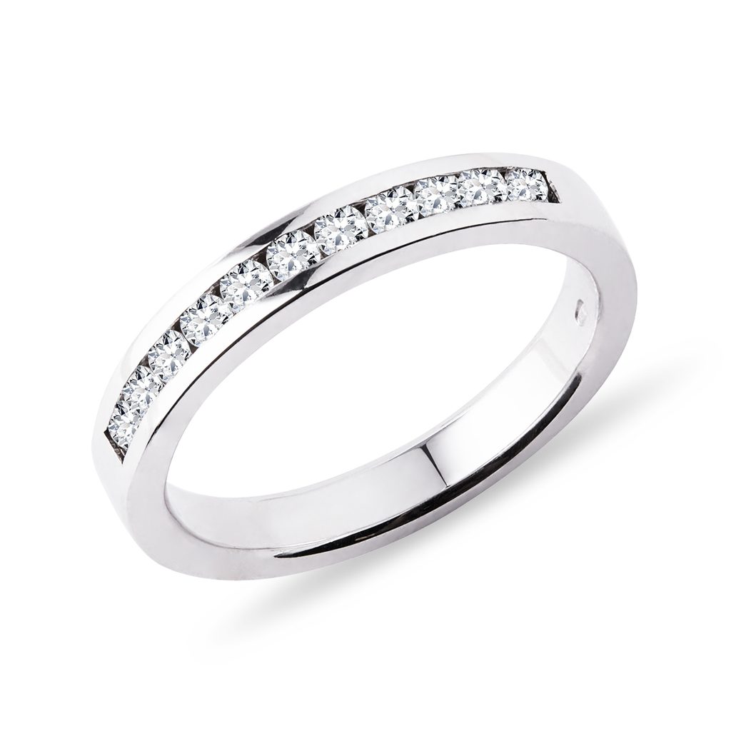 Wedding Band with Diamonds in White Gold | KLENOTA