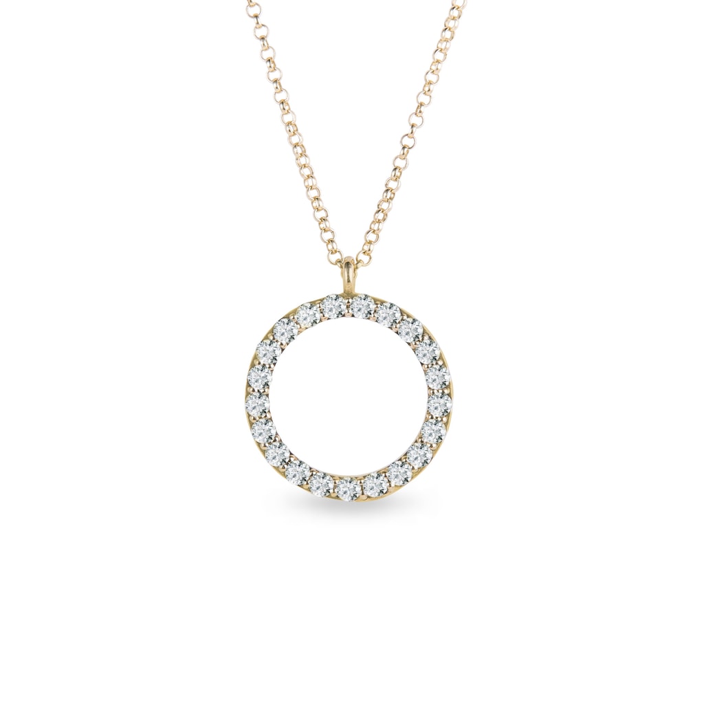 Kruhový náhrdelník ze žlutého zlata s diamanty | KLENOTA