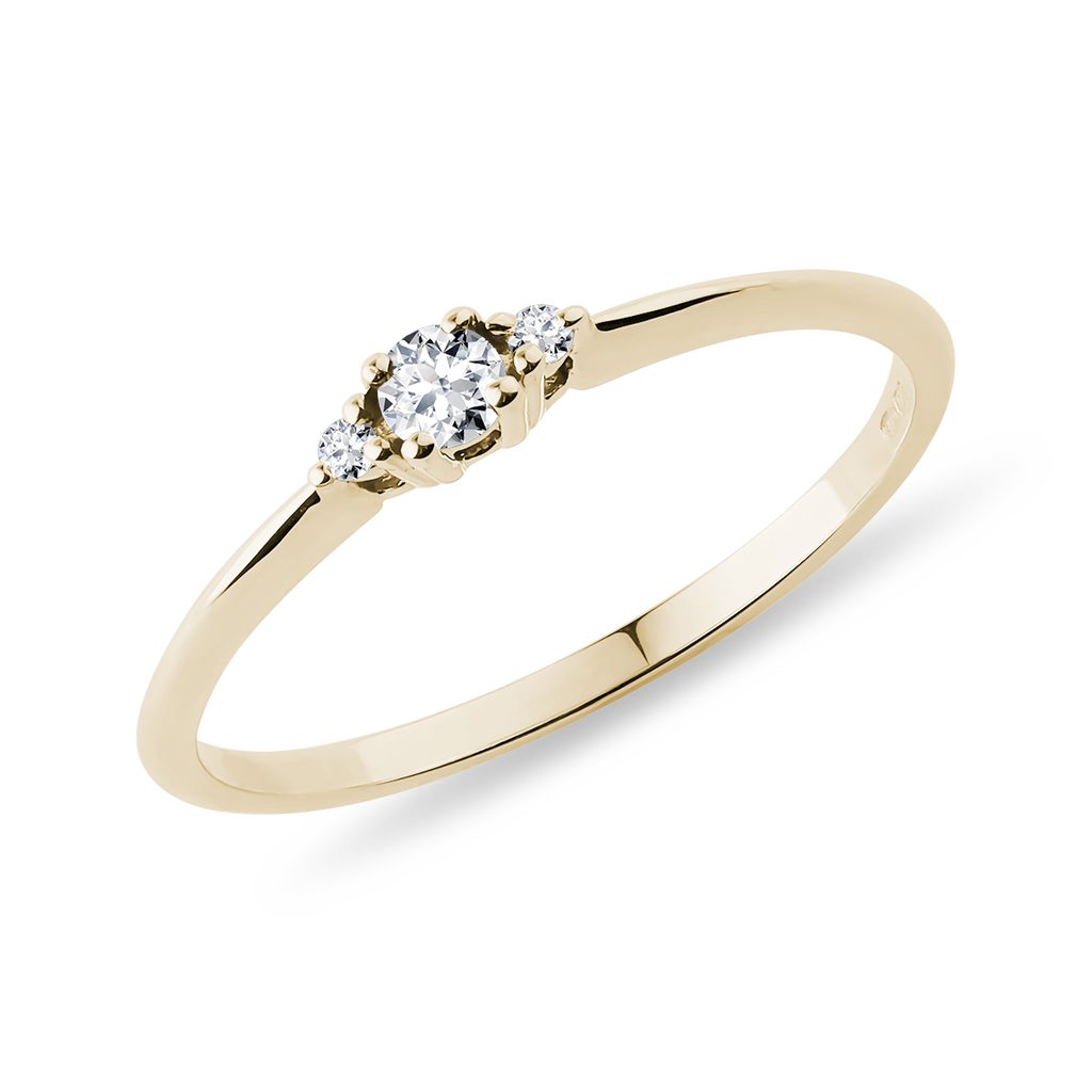 Diamantový prstýnek ve žlutém zlatě | KLENOTA