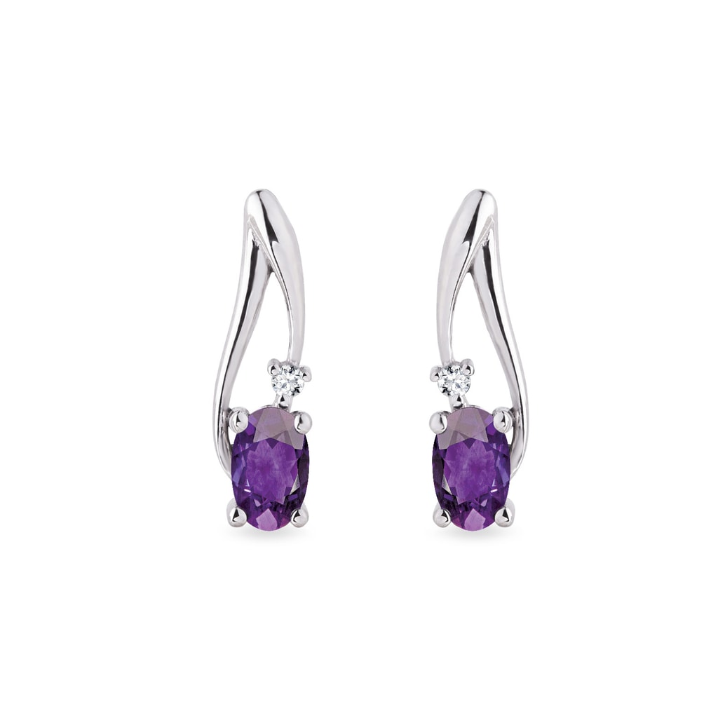 White gold deals and amethyst earrings