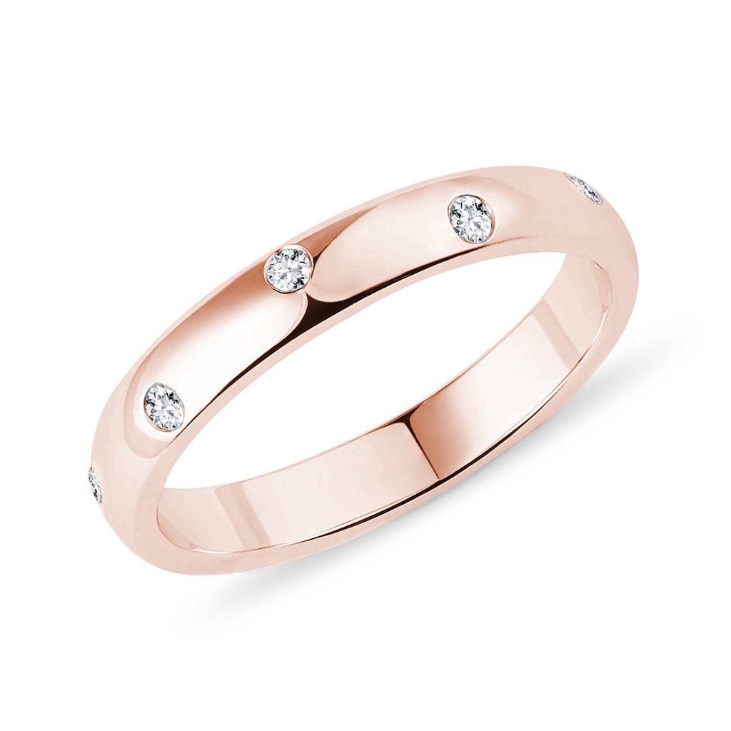 Prsteň z ružového zlata s 10 diamantmi | KLENOTA