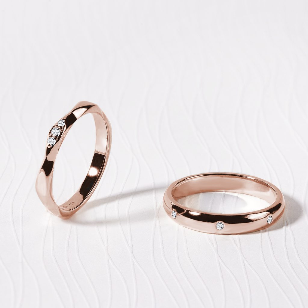 Smooth Rose Gold Plated Titanium Couple Ring with Swarovski - Zoey - Zoey  Philippines