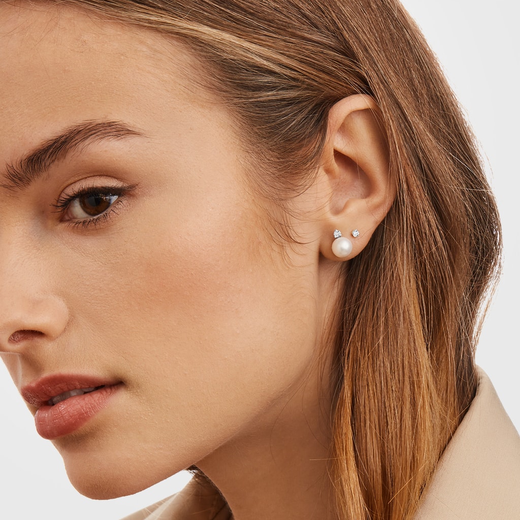14k White Gold Diamond Stud Earrings with SI Diamonds | Virani Jewelers