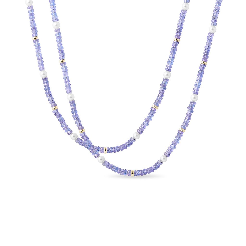 Tanzanitový náhrdelník s perlami | KLENOTA