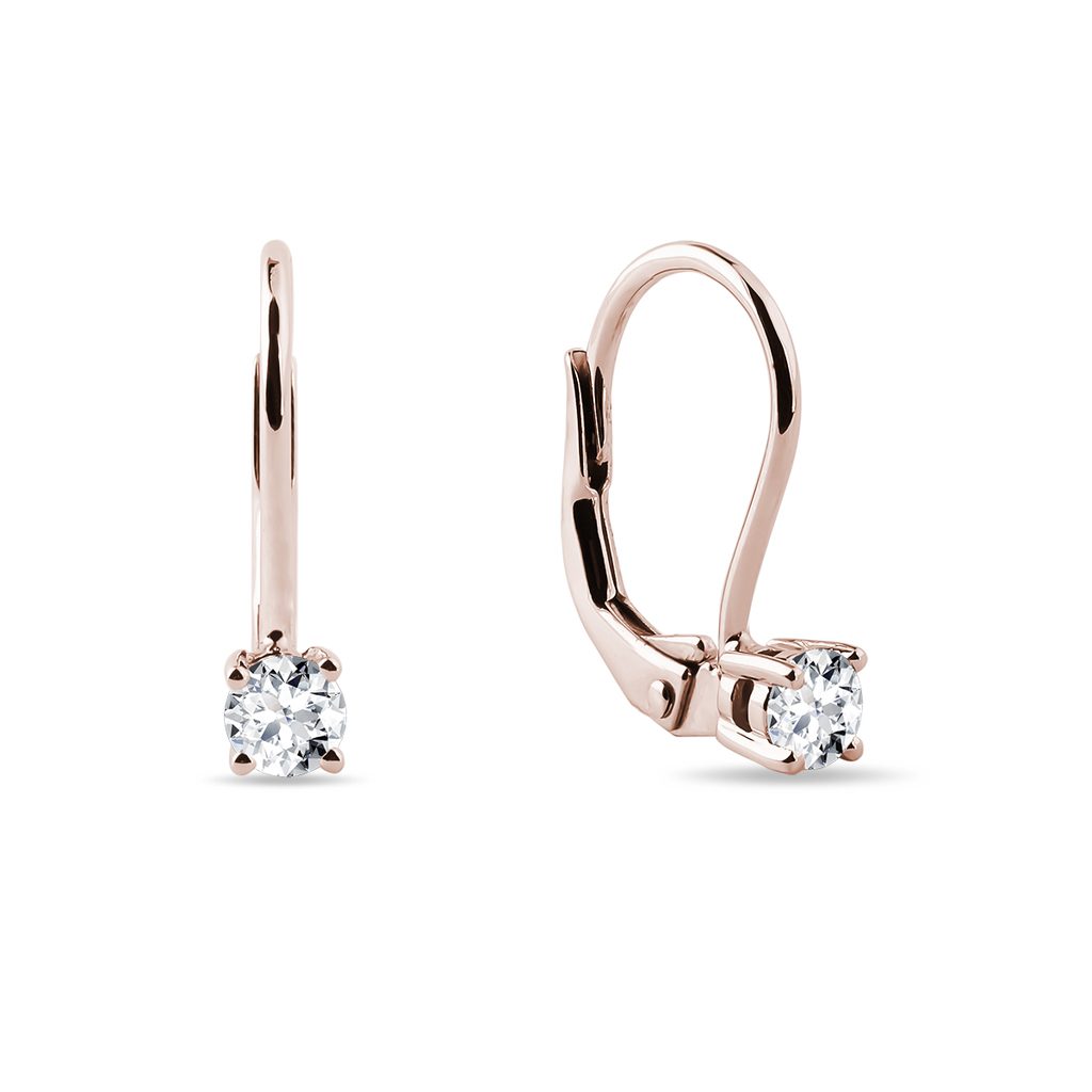 Earrings with Brilliants in Rose Gold | KLENOTA