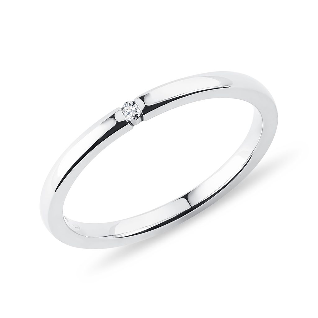 Dámský diamantový prsten z bílého 14k zlata | KLENOTA