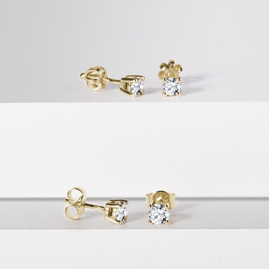 Stud Earrings with White Diamonds | KLENOTA