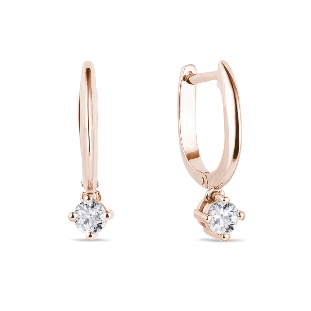 Hoop diamond earrings in rose gold | KLENOTA