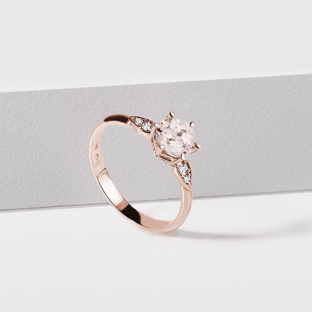 Diamond and morganite ring in rose gold | KLENOTA