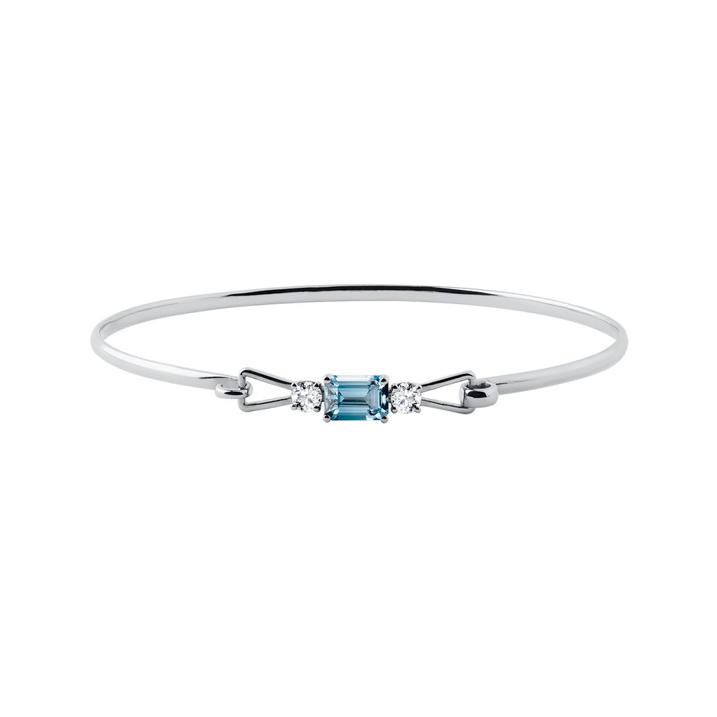 Sterling Silver Blue Topaz And Diamond Bracelet  Jewelers Touch