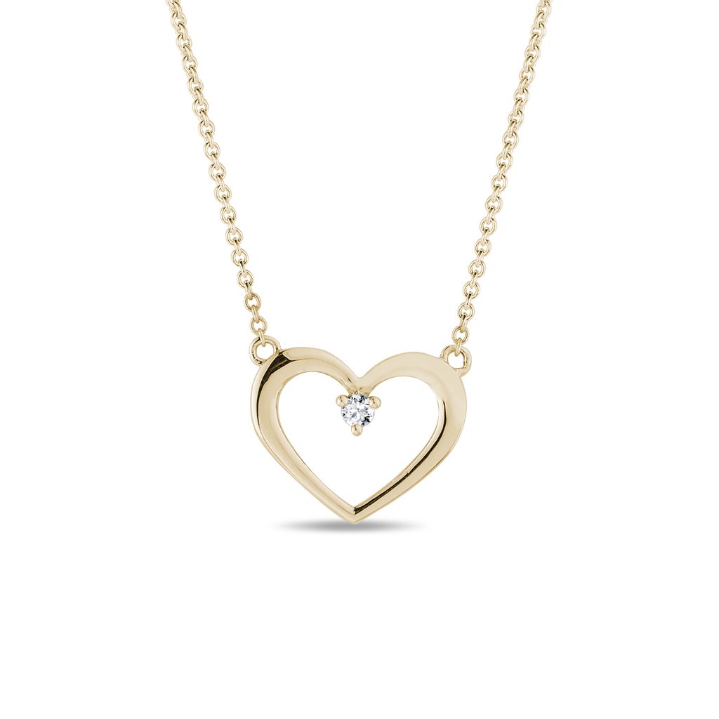 Zlatý náhrdelník srdce s diamantem | KLENOTA