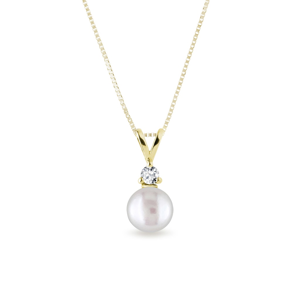 14k Yellow Gold Pearl Initial N” With Diamond Bail Charm/Pendant