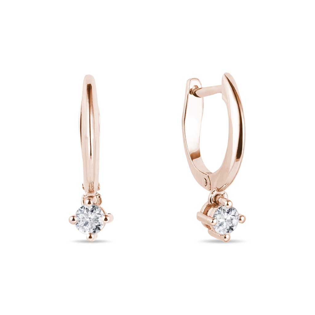 Diamond pendant earrings in rose gold | KLENOTA