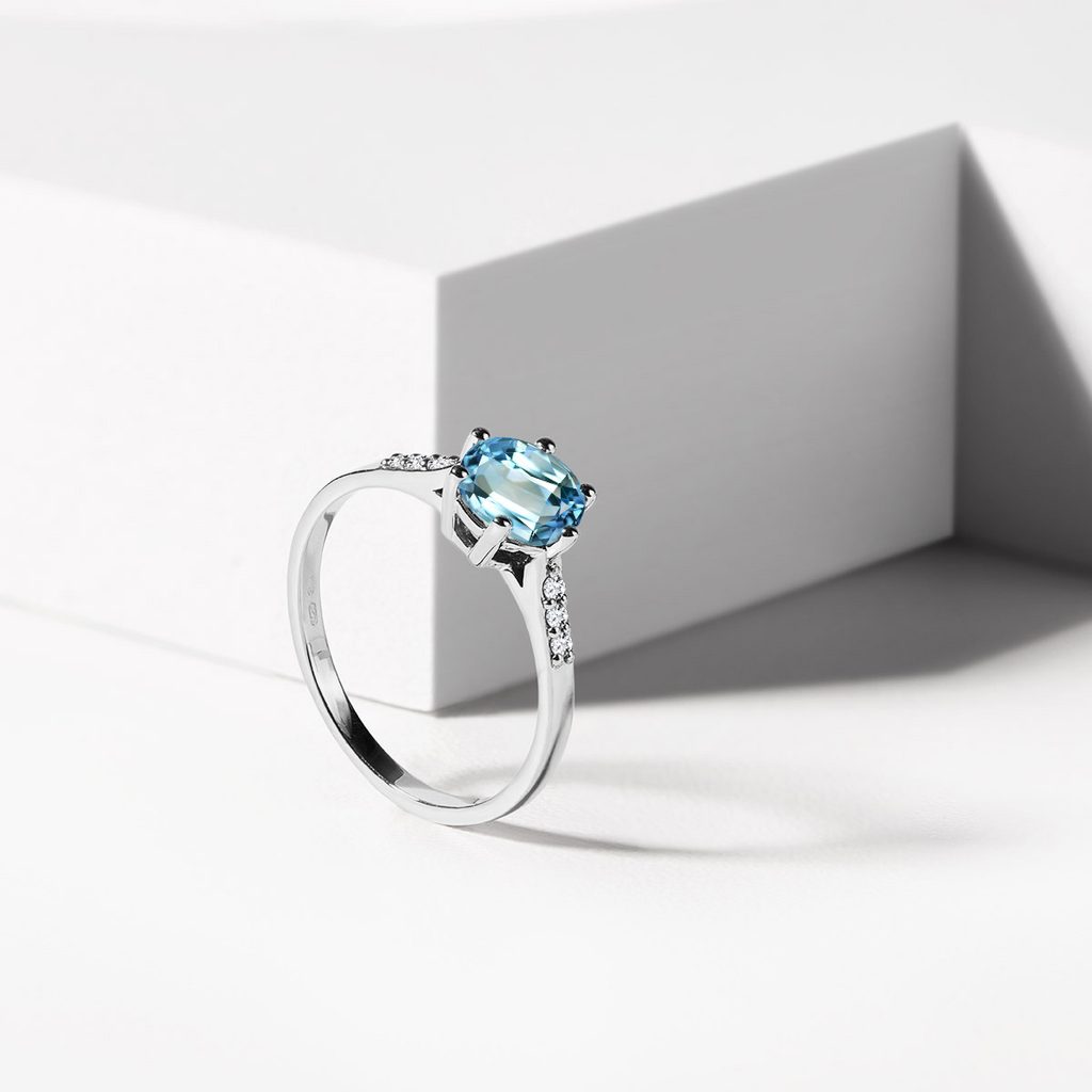 Natural London Blue Topaz Ring 1/3 ct tw Diamonds 10K Yellow Gold | Jared