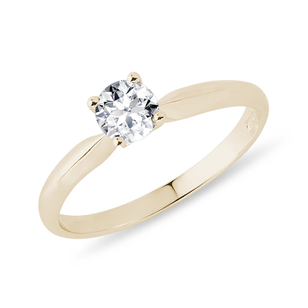 Zlatý zásnubný prsteň s 0,35ct briliantom | KLENOTA