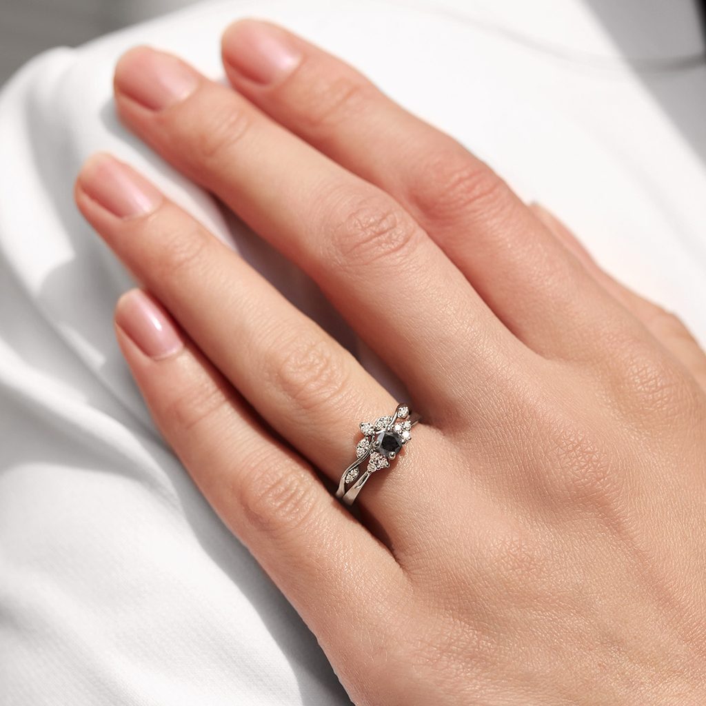 Certified Natural Black Diamond Engagement Ring – Liori Diamonds