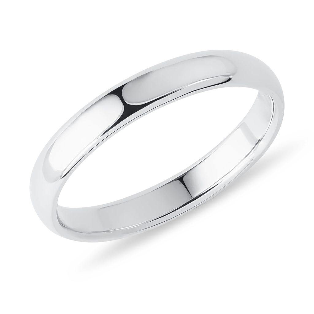 Snubní prsten 3 mm z bílého zlata | KLENOTA