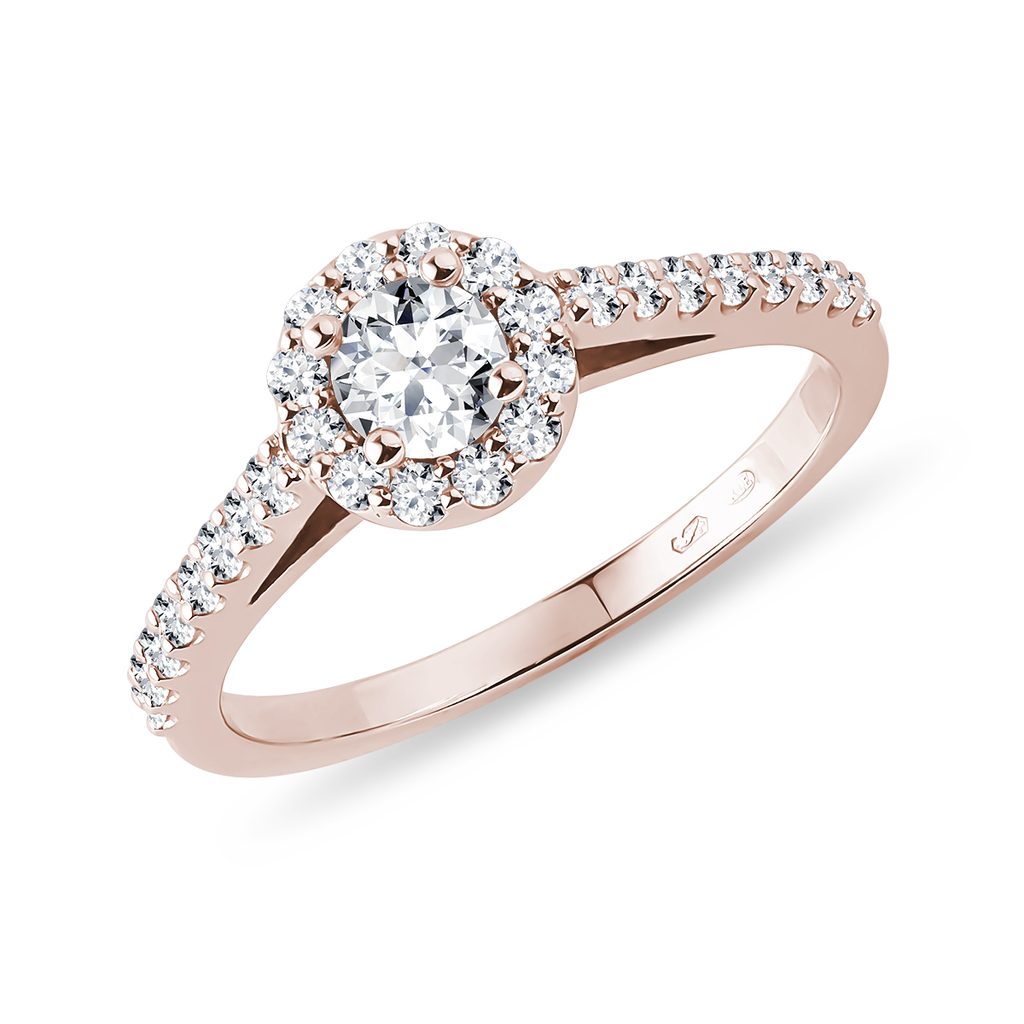 Halo diamond ring in rose gold | KLENOTA