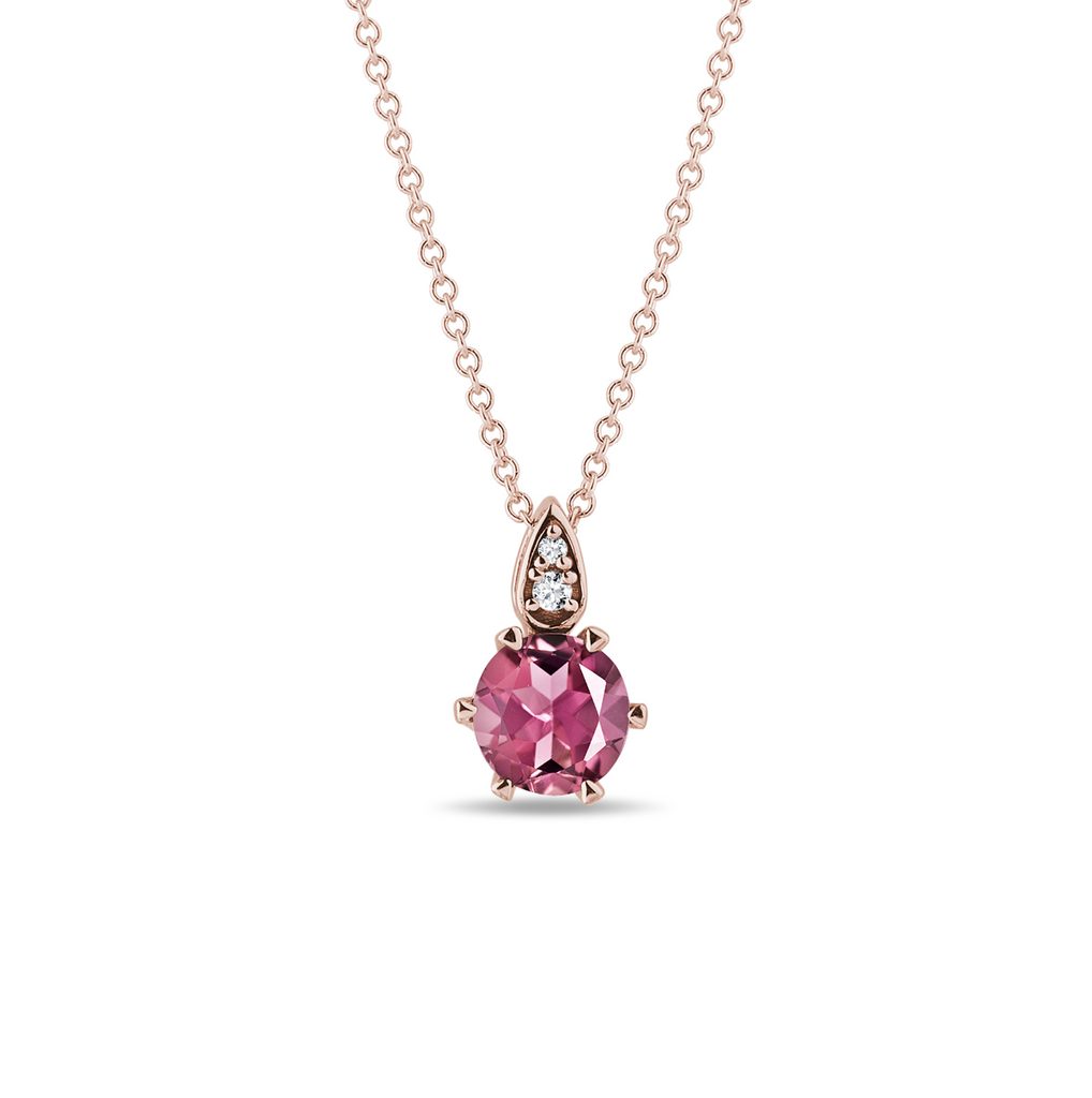 Tourmaline and Diamond Rose Gold Necklace KLENOTA