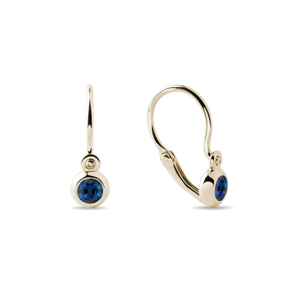 Children s earrings with sapphires in 14k gold KLENOTA