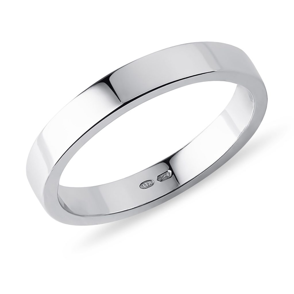 Pánský 3mm prsten v bílém zlatě | KLENOTA