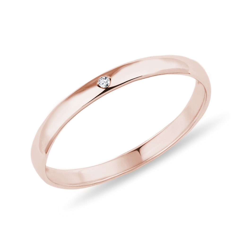 Wedding Band in Rose Gold with Diamond | KLENOTA