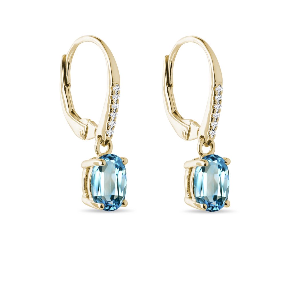 Topaz and diamond earrings in yellow gold | KLENOTA